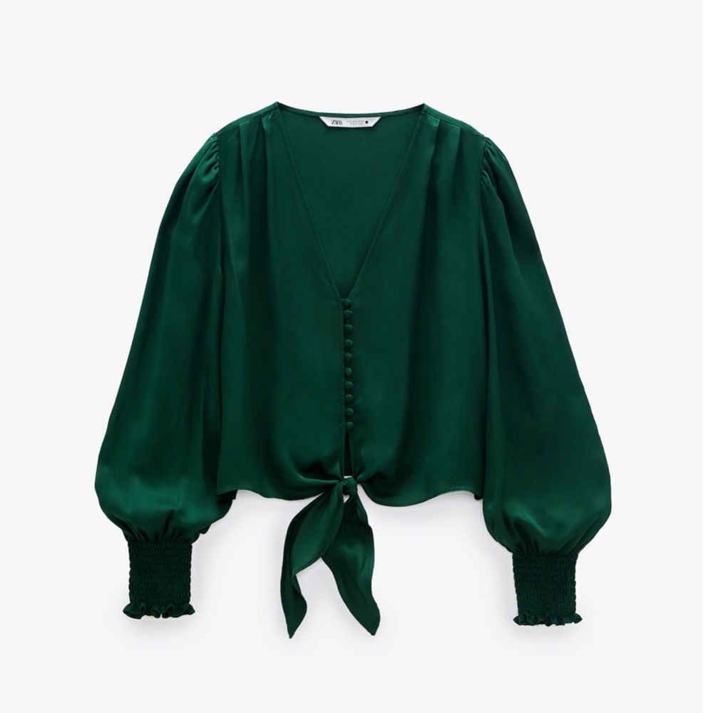 Zara Satin Blouse with Knot Detail